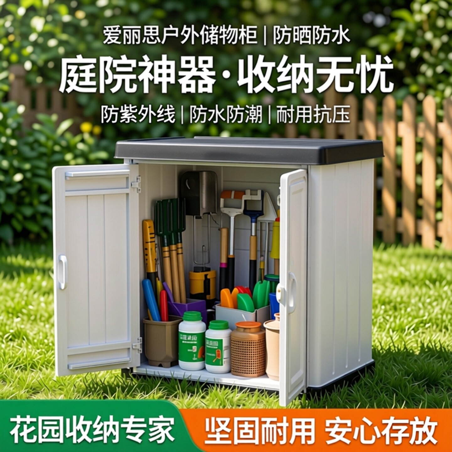 爱丽思阳台储物箱防晒花园庭院防水柜子室外鞋柜工具箱户外储物柜