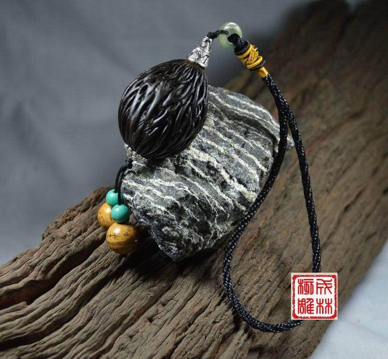 千丝菩提子把件 橄榄核雕 紫檀 滴血莲花菩提 雕刻定做海黄