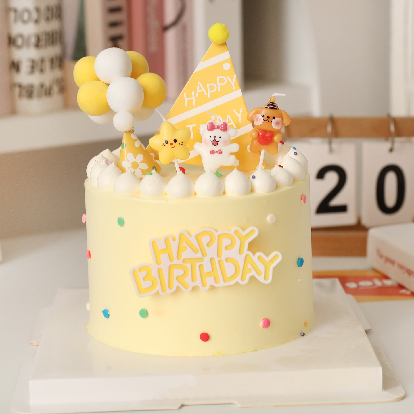 小狗卡通蜡烛生日烘焙蛋糕插件