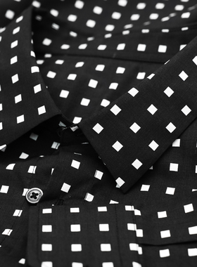 小格子衬衫男士高级感修身打底衬衫好看显瘦显高小个子长袖黑色潮