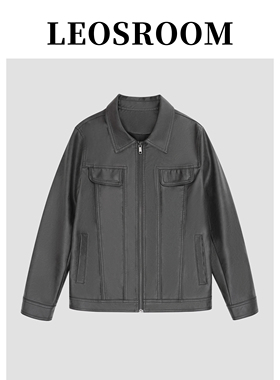 皮衣夹克男深灰短款帅气潮修身舒适机车秋冬PU皮衣夹克衫防风保暖