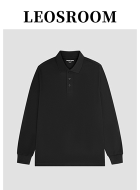 秋季POLO衫长袖男t恤上衣翻领纯棉休闲复古纯色打底日常休闲新款