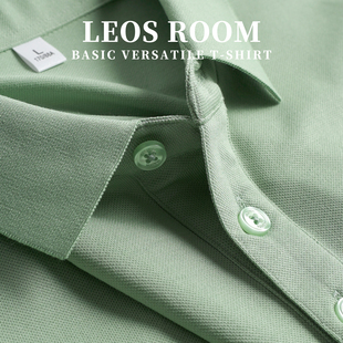 绿色翻领短袖商务休闲T恤清新夏季polo衫莫代尔男轻商务半袖上衣