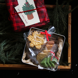 元 手工铁盒黄油饼干圣诞树曲奇新年冬季 旦马年伴手礼 新年曲奇