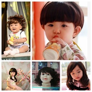 女孩可爱假发男娃宝宝卷发儿童摄影拍照小公主发饰演出江姐发套