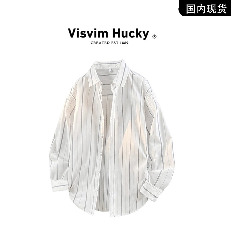 【官网正品】VISVIM HUCKY 秋冬季条纹衬衫男长领宽松经典情侣款