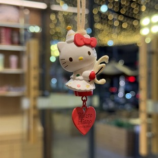 饰高颜值新款 可爱kitty汽车挂件女车载后视镜挂饰钥匙扣少女心装