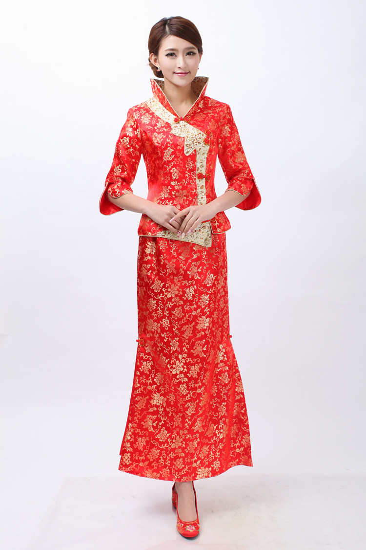 新款新娘装结婚礼服红色春夏款小凤仙结婚旗袍秀禾服鱼尾敬酒服