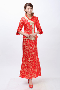 新款新娘装结婚礼服红色春夏款小凤仙结婚旗袍秀禾服鱼尾敬酒服