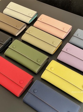 新款真皮长款钱包2025多功能手拿包放手机皮夹简约大容量搭扣钱夹