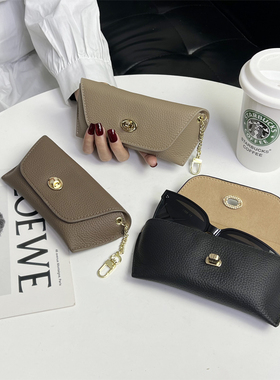 真皮通用男女士防压眼镜包便携式眼镜收纳袋近视眼镜盒防掉墨镜包