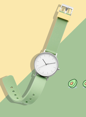 BIJOUONE彼树湾B001牛油果绿色简约设计礼物礼盒男女防水精钢手表