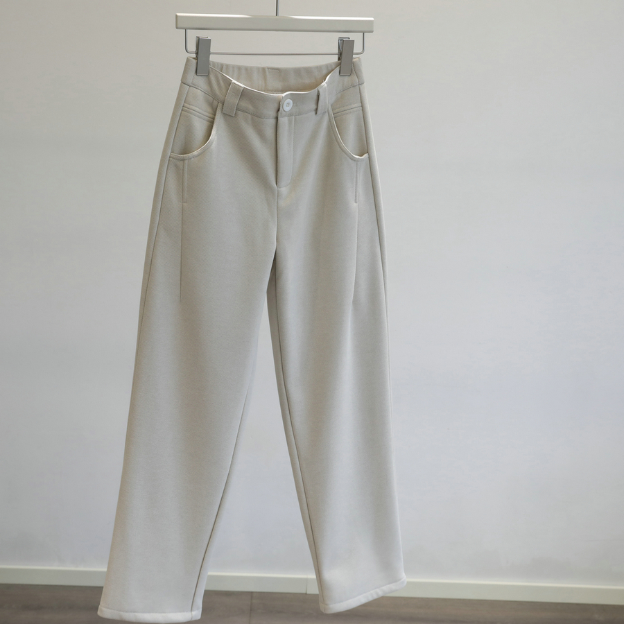 高柜！硬核保暖！加绒高腰哈伦裤女秋冬舒适百搭米色休闲裤长裤