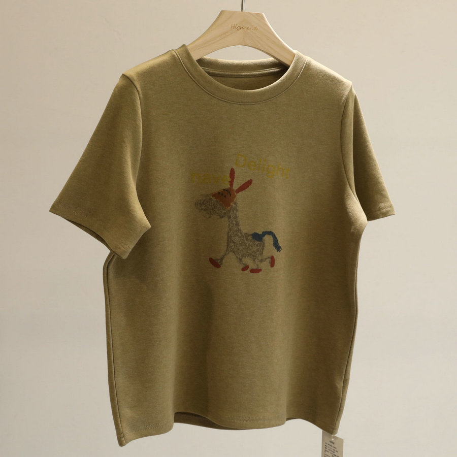 品质感tee!韩版卡通印花正肩短袖T恤女休闲宽松百搭显瘦上衣春季