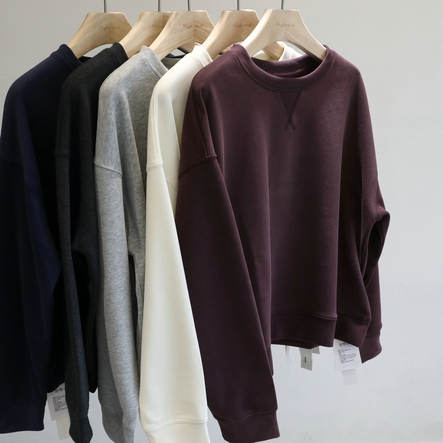 不挑人好搭配~秋冬爆款纯色圆领卫衣女宽松休闲百搭套头上衣