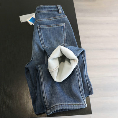 筷子腿就买它！加绒加厚法棍裤冬季女弹力显瘦高腰直筒烟管牛仔裤