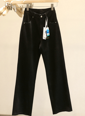 开了长腿挂！黑色弹力窄版阔腿牛仔裤女日常百搭直筒拖地裤春秋