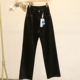 女日常百搭直筒拖地裤 阔腿牛仔裤 春秋 黑色弹力窄版 开了长腿挂
