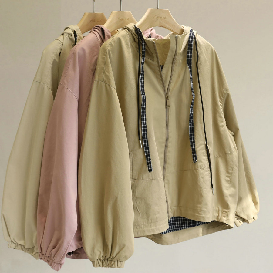 绝dui实穿型！韩版连帽拉链外套女宽松廓形显瘦百搭休闲夹克上衣,女装/女士精品,短外套,淘宝优惠券,粉丝福利购,淘宝优惠卷