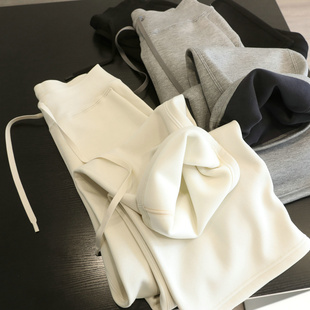 重磅!闭眼入~加绒加厚阔腿休闲裤女高腰垂感直筒窄版运动卫裤