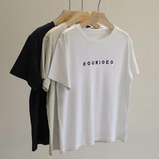 T恤女宽松百搭圆领上衣简约休闲 字母印花短袖 日常轻松出街 韩版