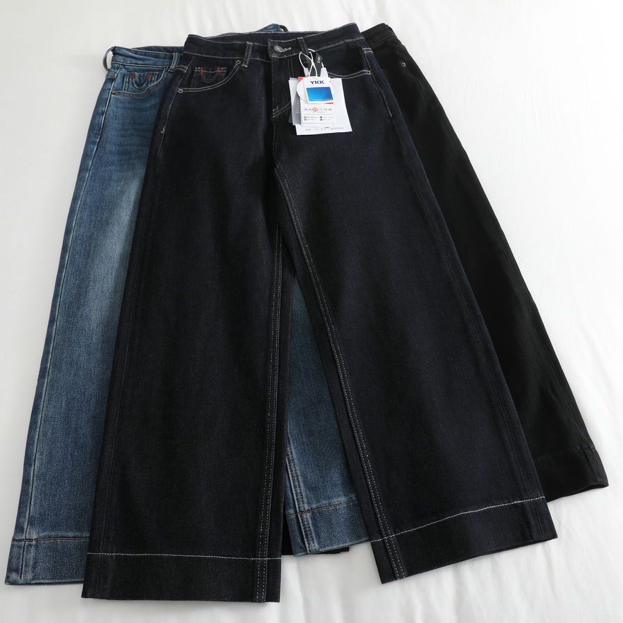 秋冬加绒窄版直筒牛仔裤高腰九分