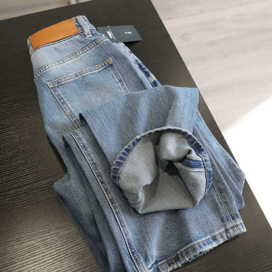 一上就卖爆！高腰蓝色小直筒牛仔裤女春季通勤百搭窄版阔腿裤长裤