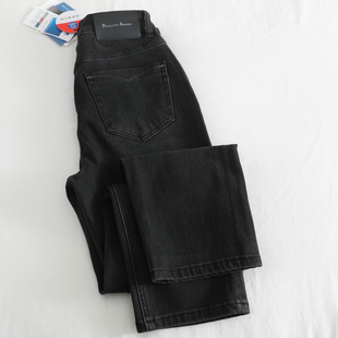怎么搭都好看！黑灰色直筒高腰牛仔裤女新款显瘦显腿直九分烟管裤