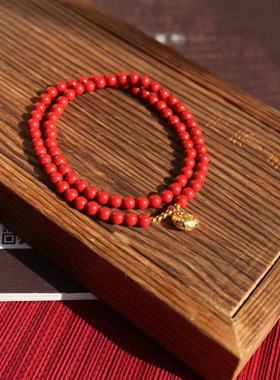 圣诞迎新朱砂福字手串原创喜庆串珠国风喜庆红轻奢手链本命年礼物