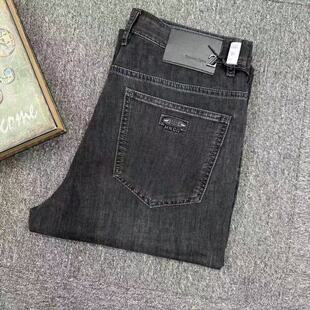 高腰大直筒弹力牛仔裤 春夏高奢黑灰色男士 都2603 宽松型直筒