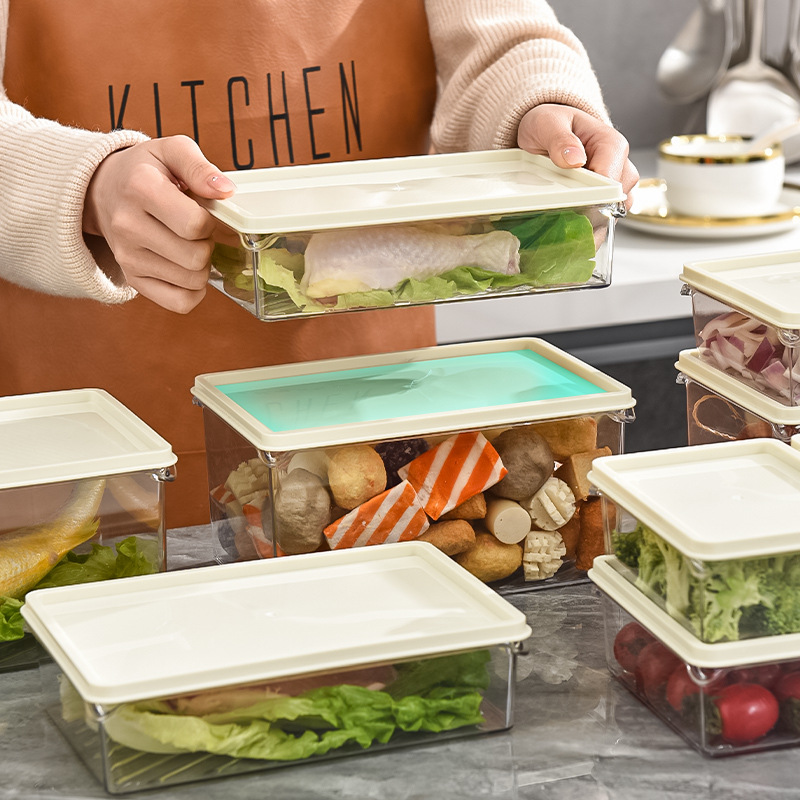 冰箱收纳盒塑料透明食品级密封罐保鲜盒厨房整理水果蔬菜冷冻盒