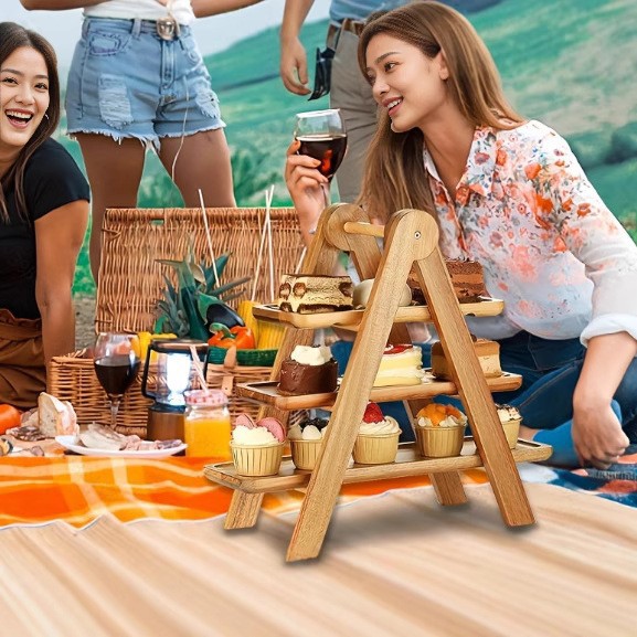 相思木桐木三层放菜架木质托盘收纳置物架火锅店菜品整理厨房酒店