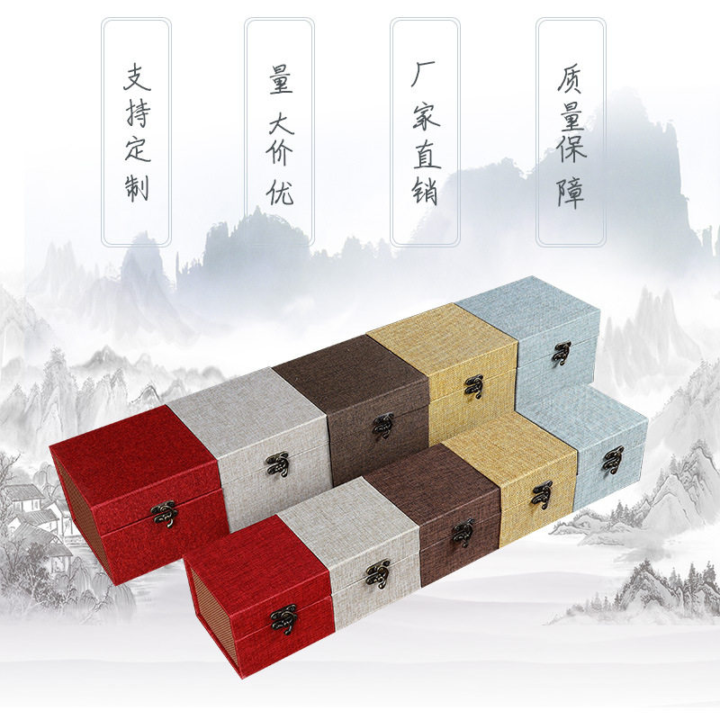 麻布紫砂壶锦盒茶壶玻璃茶具主人杯包装瓷器礼品盒铜香炉