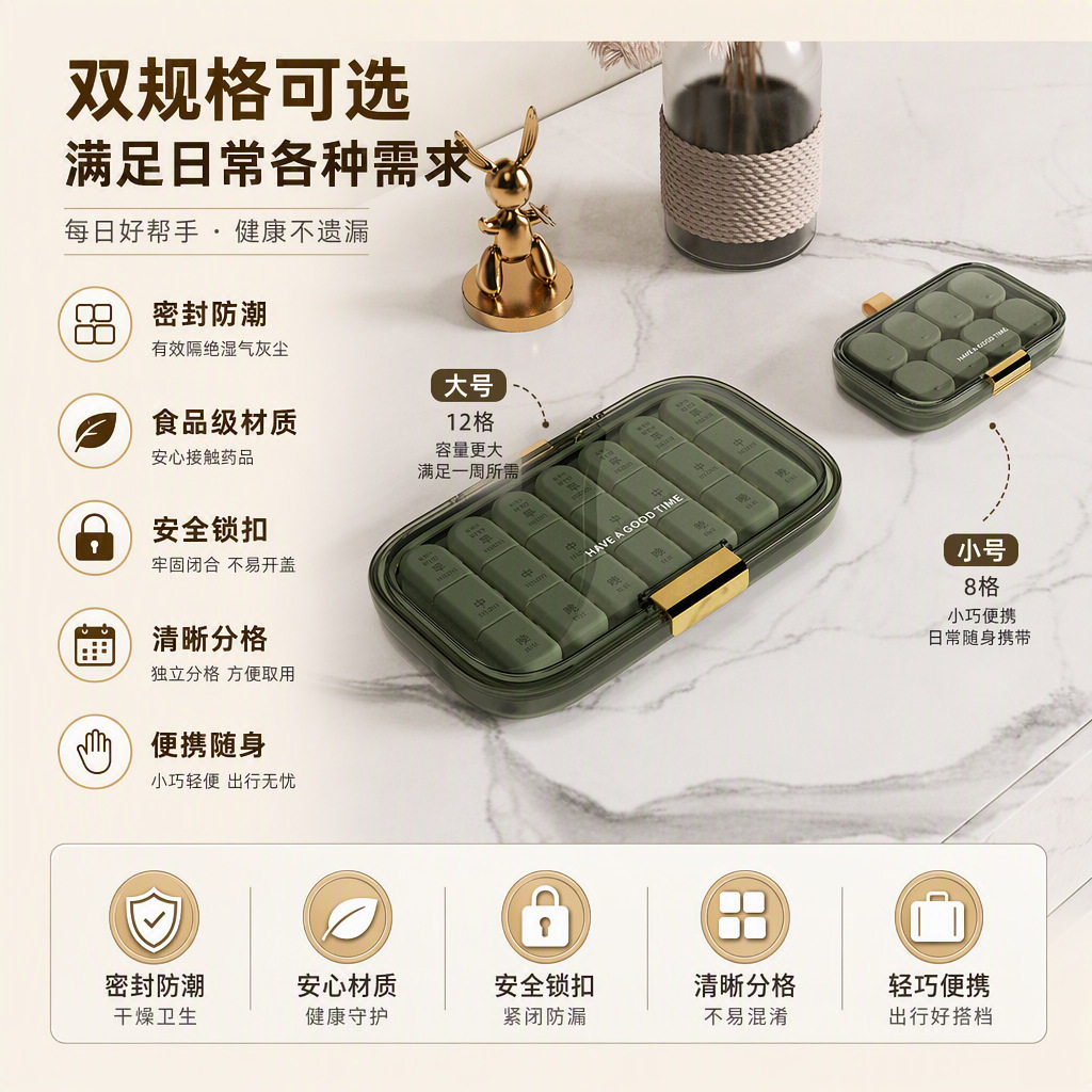 式医药箱密封防潮分装药盒清晰分格药品收纳盒