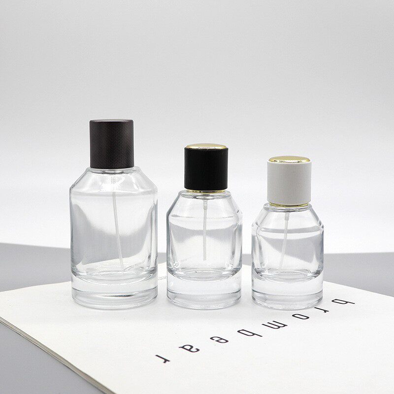香水瓶直销圆柱形透明玻璃瓶现货厚底高品质化妆品分装瓶