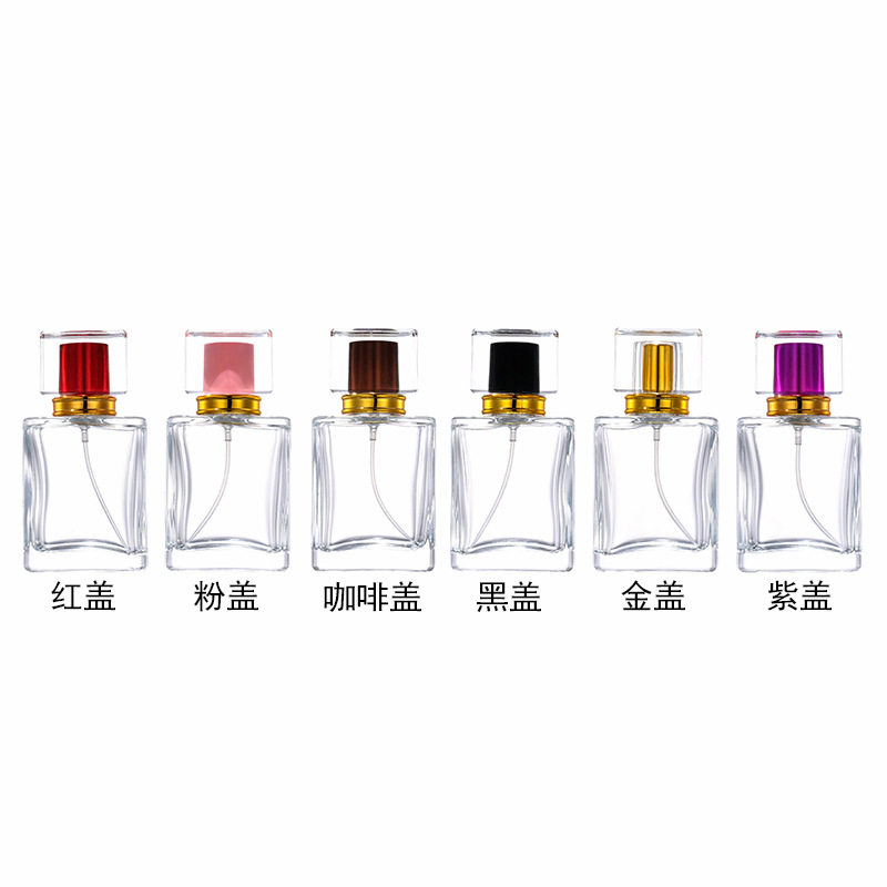 现货B015-50ML100ml亚克力盖四方透明玻璃香水喷雾分装化妆品空瓶