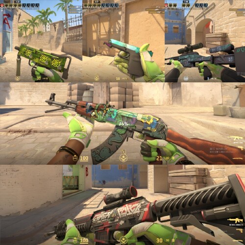 CSGO租号cs2完美世界5e绿色永恒之枪树篱渐变蝴蝶P2爪子火蛇印花