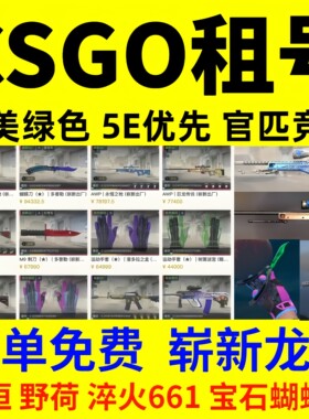 CSGO租号CS2完官匹优先竞技美5E龙狙树篱潘多拉野荷661淬火宝石刀