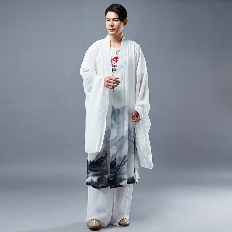 中国风水墨山水画大袖汉服轻薄