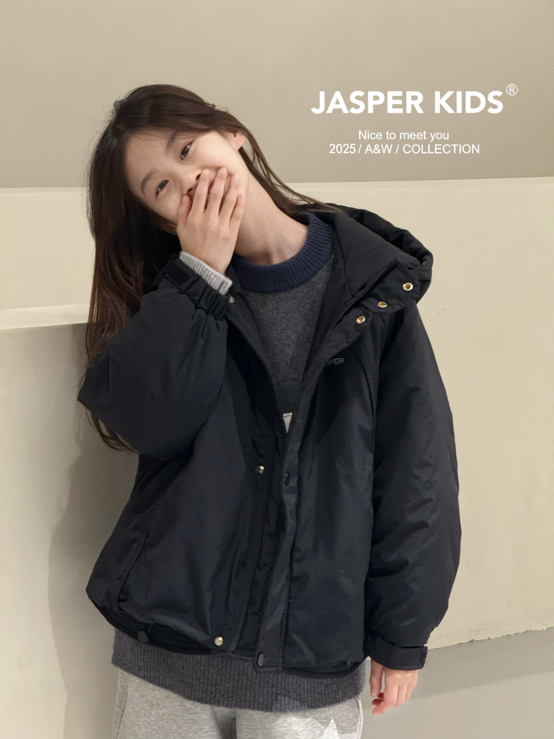 Jasper韩国波拉童装2025冬装男女童加棉冲锋衣中大童韩版轻薄外套