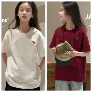 Jasper韩国波拉童装2026春装男女童短袖T恤韩版中大童百搭上衣潮