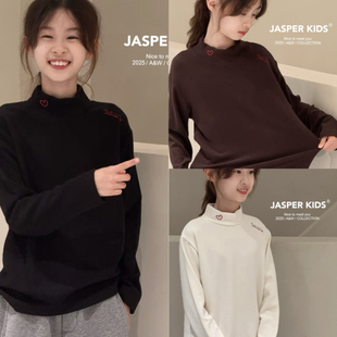 Jasper波拉韩国童装25冬款儿童韩版德绒中领打底衫中大童长袖T恤