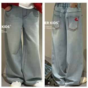 Jasper韩国波拉童装2026春装韩版男女童牛仔裤中大童直筒裤洋气潮