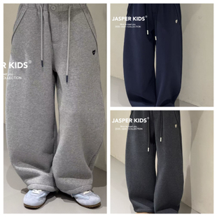 Jasper波拉韩国童装2025冬款儿童韩版弯刀休闲裤中大童加绒卫裤潮