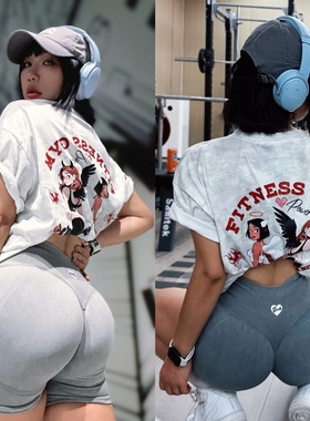 【双面娇娃T】SMOOTH原创设计健身休闲落肩袖显瘦透气纯棉短袖T恤