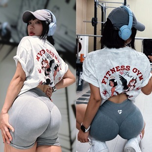 【双面娇娃T】SMOOTH原创设计健身休闲落肩袖显瘦透气纯棉短袖T恤