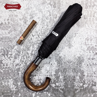 雨伞木弯钩折叠黑胶防晒晴雨双人伞 日系加固122厘米大号自动男士