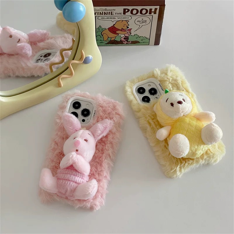 抖音同款oppoA3pro/A5/A2m毛绒k12s/A58x星维尼熊手机壳OPPOFindx9/7/8/6冬OPPO Reno14/13/12/11/10小猪A6