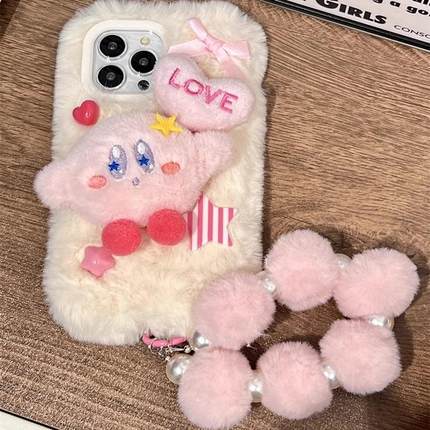 小红书同款oppoA3pro/a1s/A2m毛绒k11/A58x星之卡比手机壳手提OPPOFindx7/6/5/4冬OPPO Reno12pro+/11/10/9/8