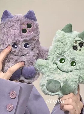 网红同款pura70女mate60pro+适用华为100荣耀200pro/90gt/80se小怪兽手机壳60x畅享70暖手50plus毛绒畅玩40萌